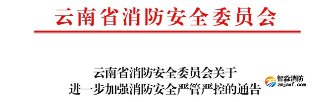 云南省消防安全委員會關(guān)于進一步加強消防安全嚴管嚴控的通告
